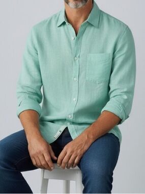Tommy Bahama men’s button down 100% linen mint seafoam green size M